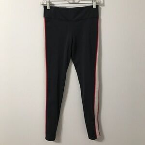 LAAIN Gray Athletic Leggings with Side Stripes